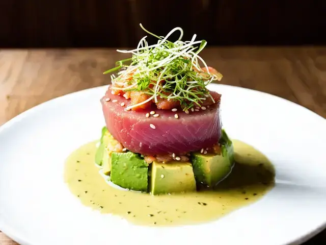 マグロのタルタル盛り付け