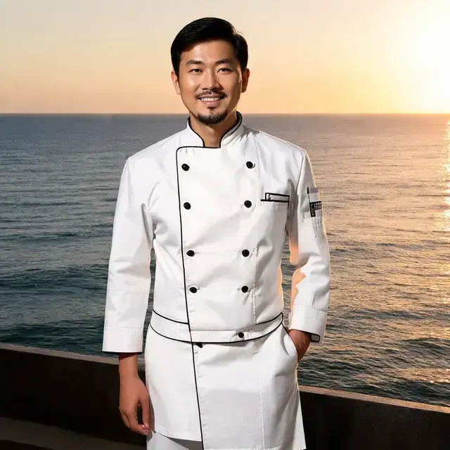 海辺に立つスティーブオーシャンシェフ